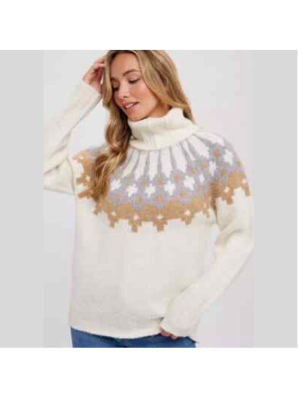 Banana Republic Fair Isle Turtleneck Sweater Bosque Alpaca Women's Small Cream